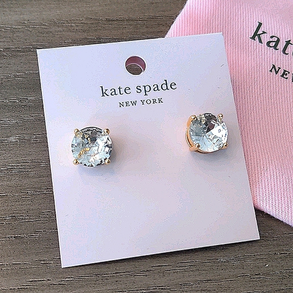 NEW Kate Spade Gumdrop Stud Earrings in Clear/Gold